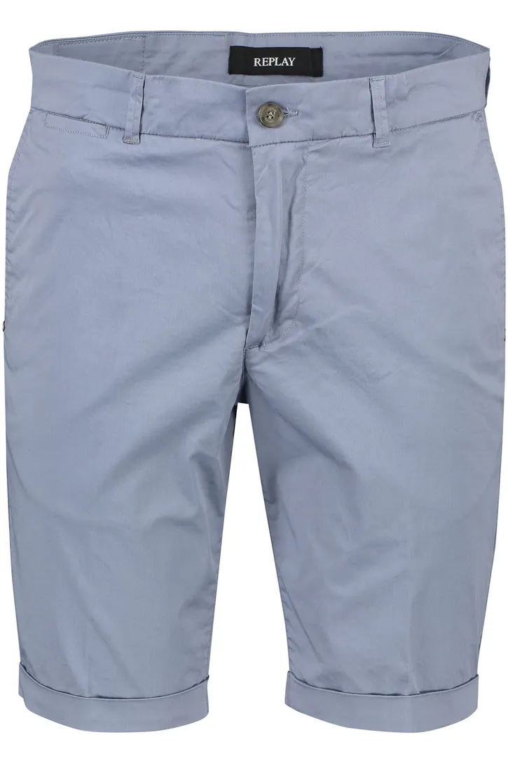 Replay korte broek lichtblauw bermuda katoen