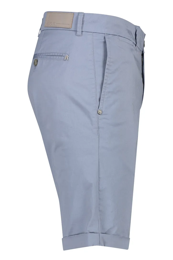 Replay korte broek lichtblauw bermuda katoen