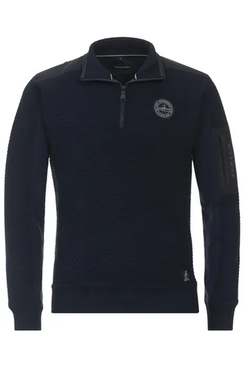 Casa Moda Casa Moda trui donkerblauw half zip met logo
