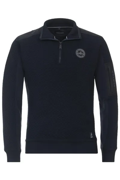 trui Casa Moda effen donkerblauw met logo wijde fit