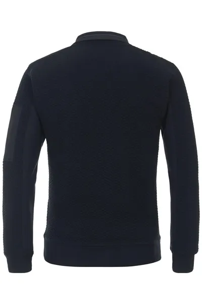 trui Casa Moda effen donkerblauw met logo wijde fit