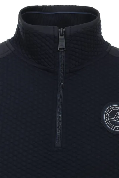 Casa Moda trui donkerblauw half zip met logo