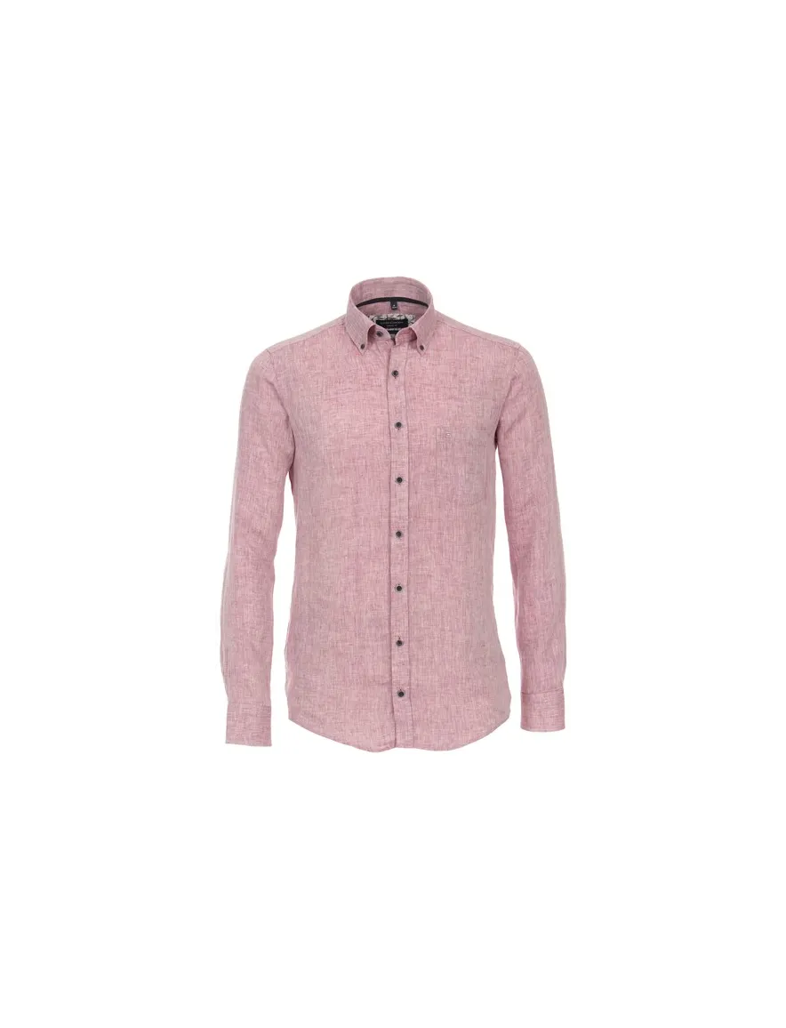 Linnen Casa Moda casual overhemd normale fit roze effen