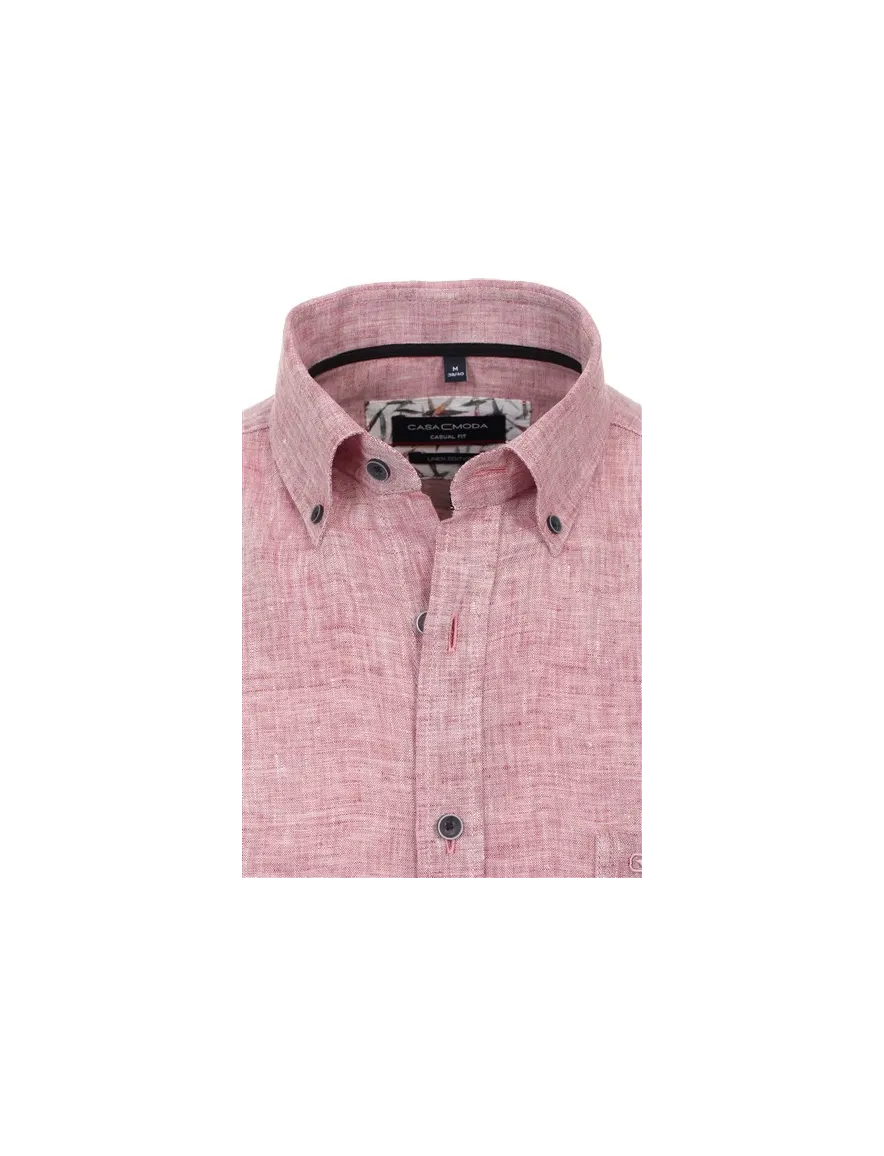 Linnen Casa Moda casual overhemd normale fit roze effen