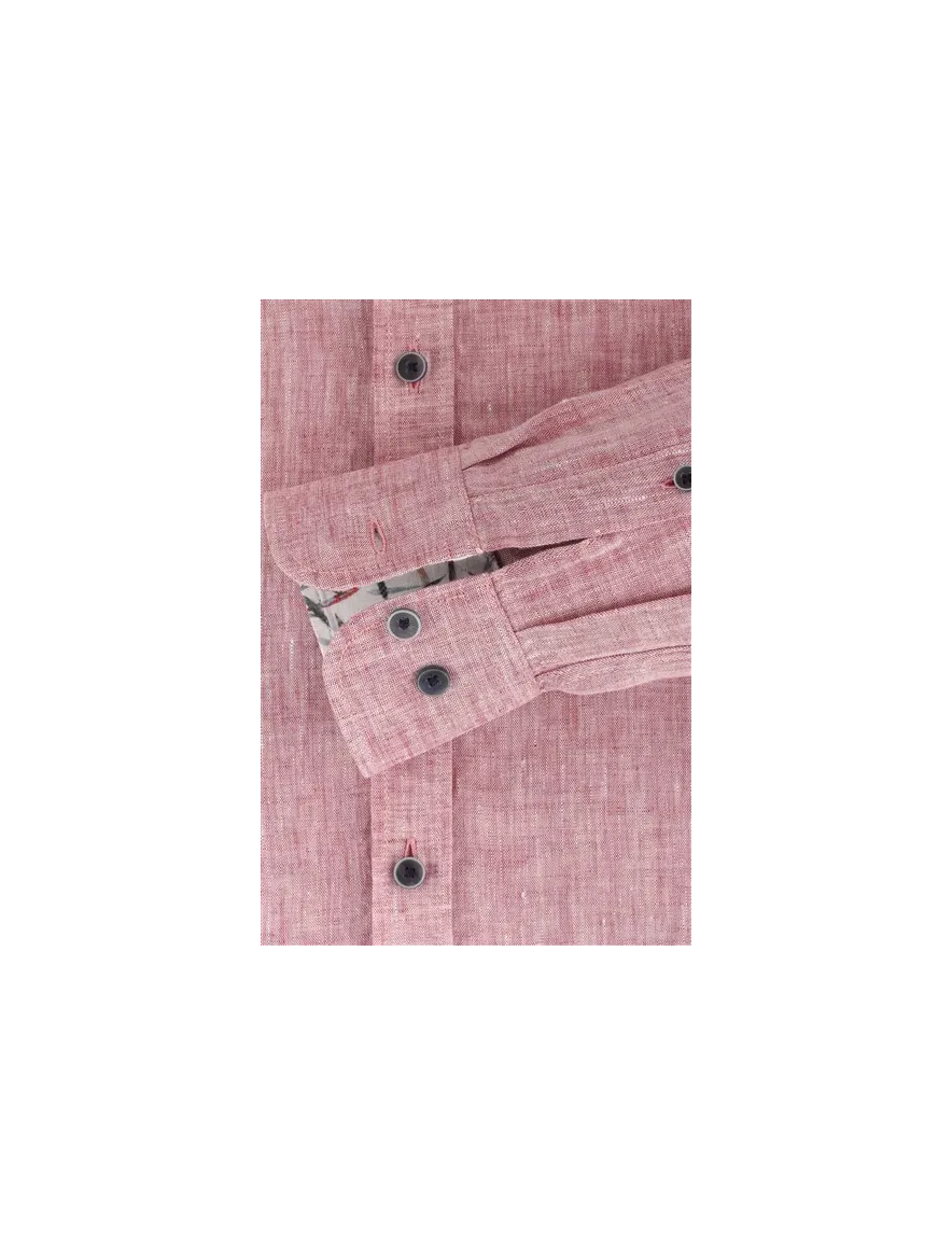 Linnen Casa Moda casual overhemd normale fit roze effen