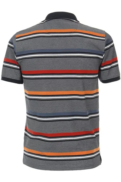 Casa Moda polo normale fit grijs oranje gestreept katoen