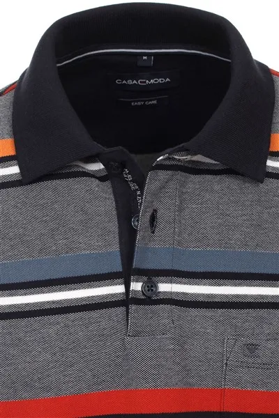 Casa Moda polo normale fit grijs oranje gestreept katoen
