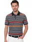 Casa Moda polo normale fit grijs oranje gestreept katoen