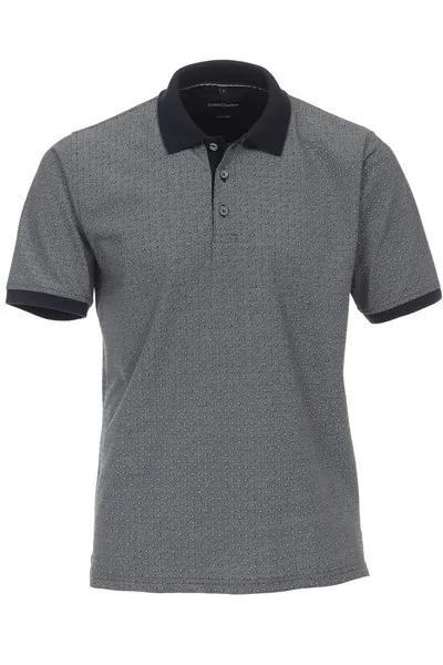 Polo Casa Moda grijs geprint katoen normale fit