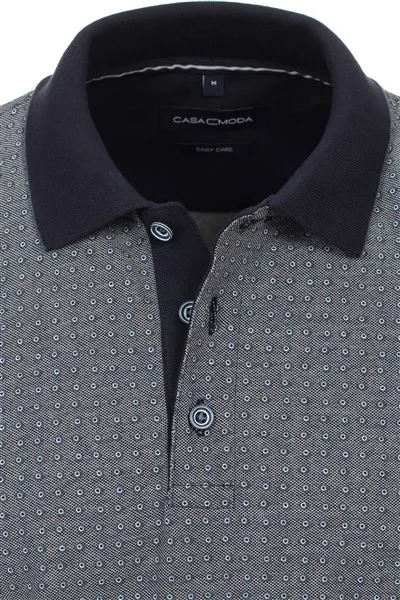 Polo Casa Moda grijs geprint katoen normale fit