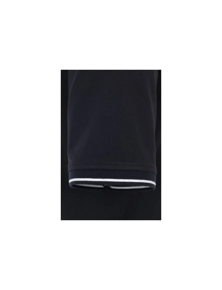 Donkerblauwe Casa Moda polo normale fit geprint katoen