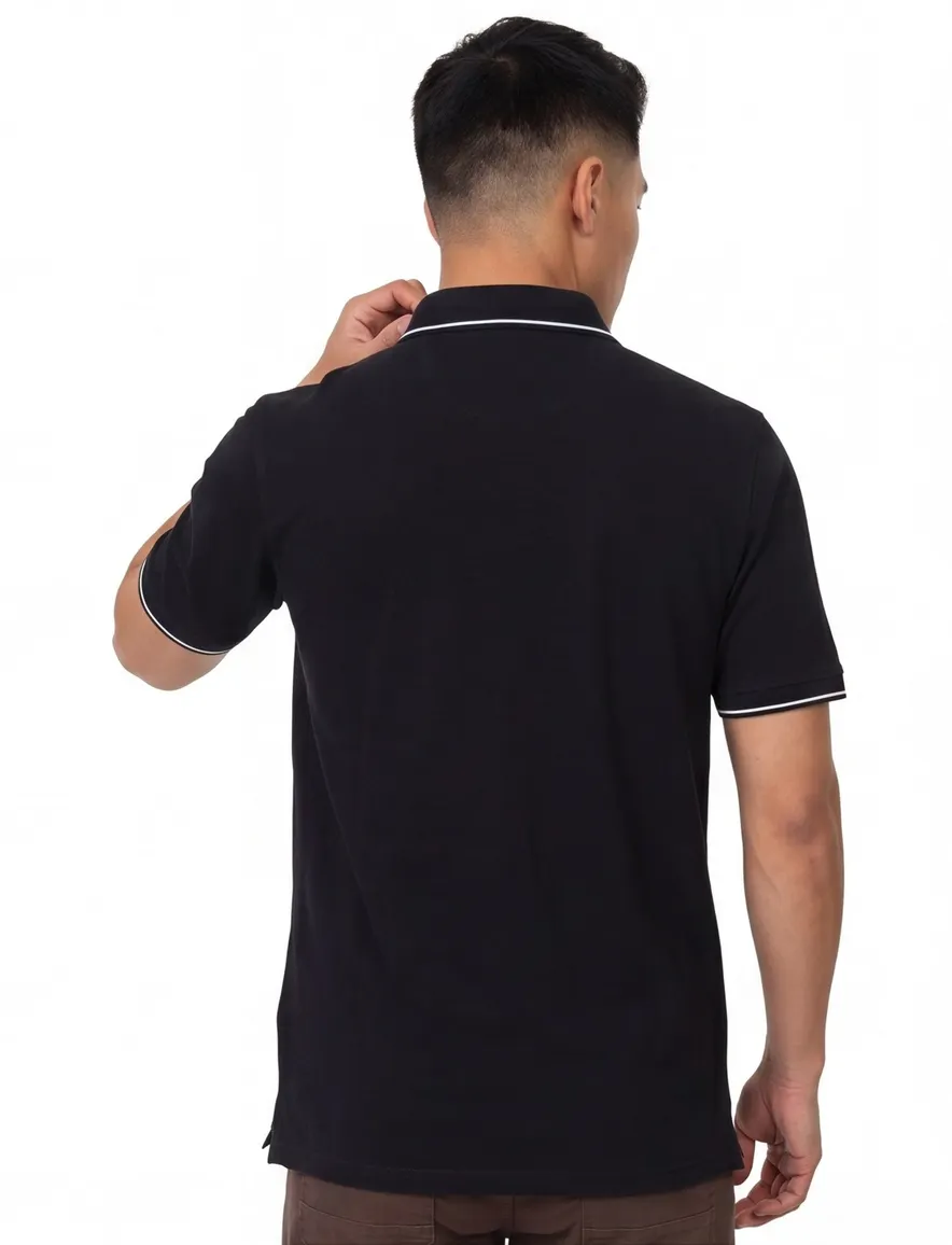 Donkerblauwe Casa Moda polo normale fit geprint katoen