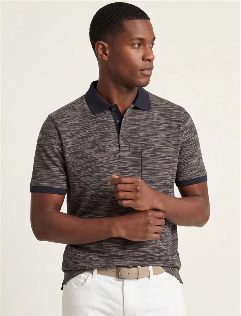 Polo Casa Moda bruin geprint normale fit