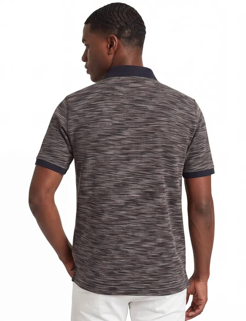 Polo Casa Moda bruin geprint normale fit