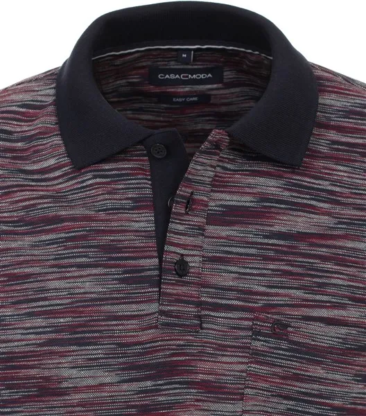 Polo Casa Moda normale fit rood gemeleerd