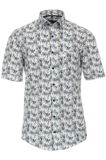 Casa Moda Casa Moda overhemd korte mouw wit geprint katoen normale fit