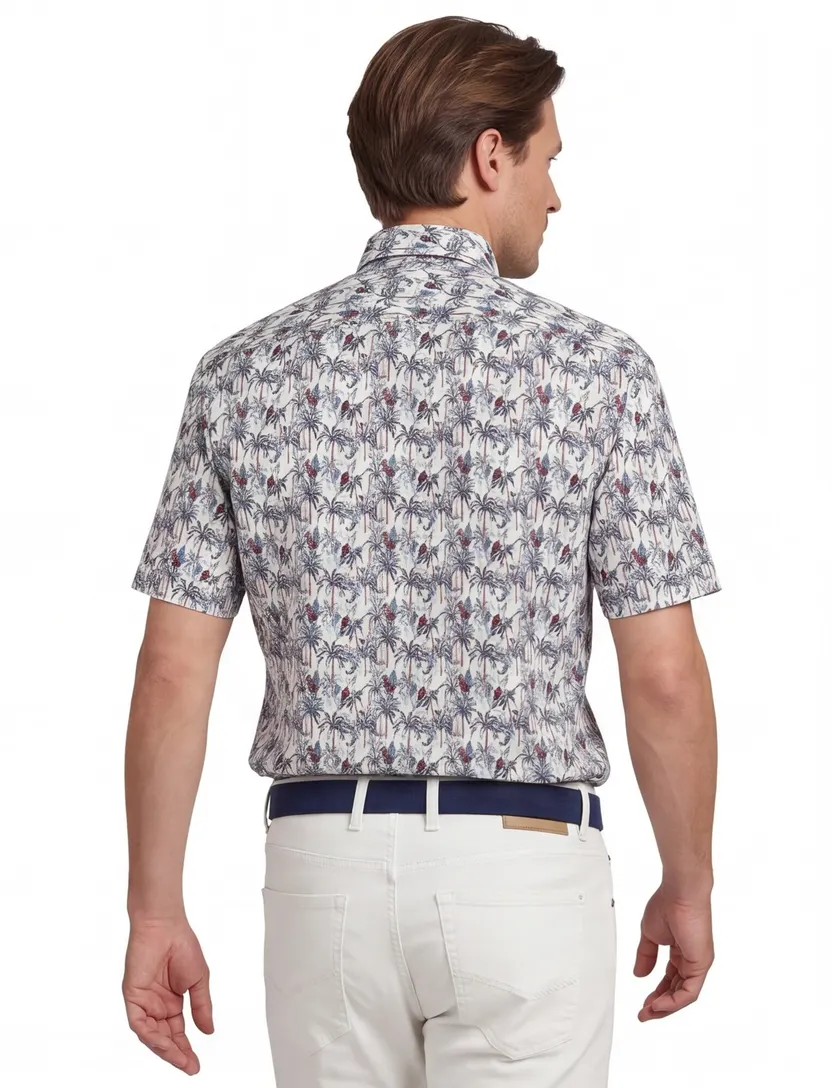 Casa Moda overhemd korte mouw wit geprint katoen normale fit