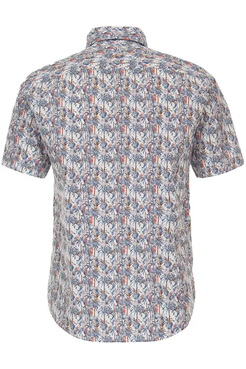 Casa Moda overhemd korte mouw bomen print wijde fit