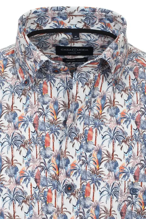 Casa Moda overhemd korte mouw bomen print wijde fit