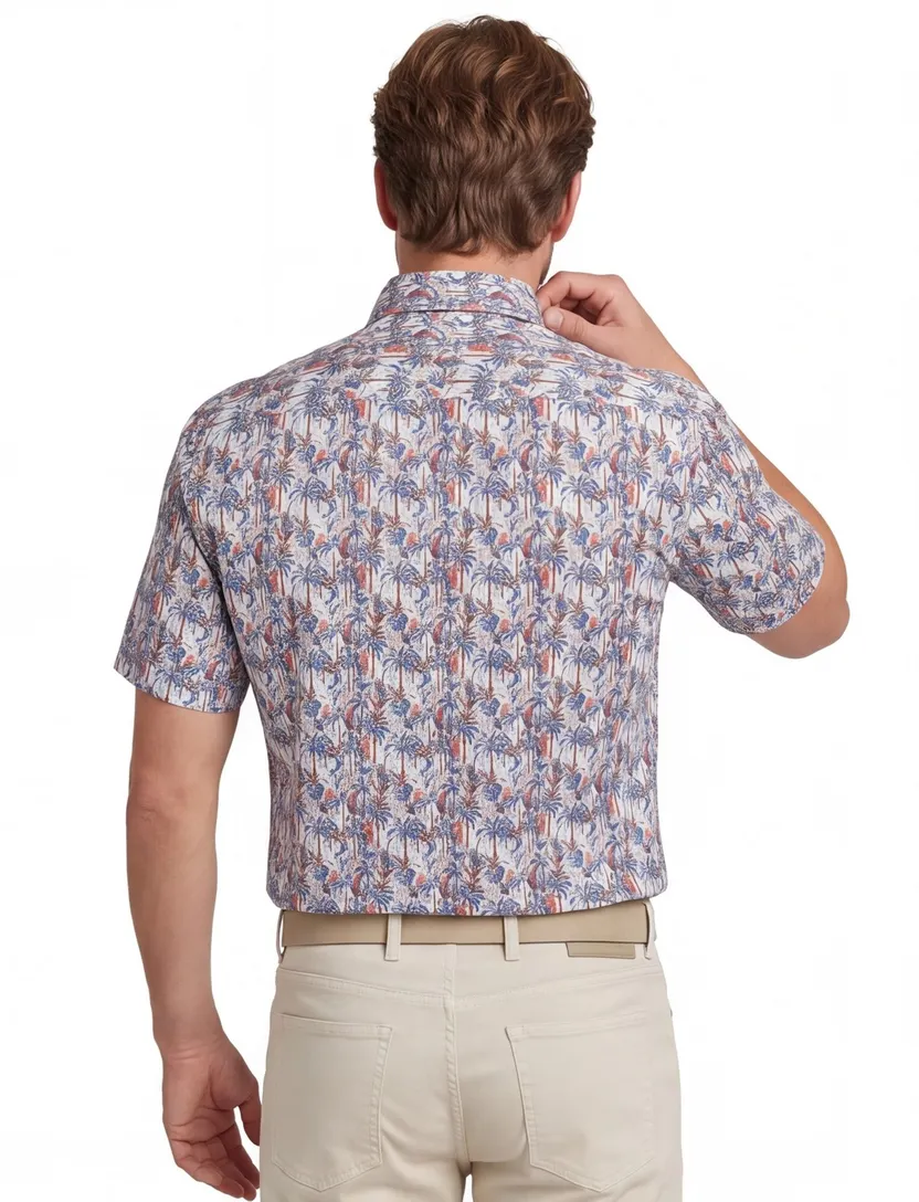 Casa Moda overhemd korte mouw bomen print wijde fit
