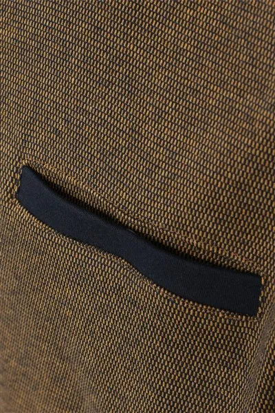 Casa Moda trui donkerbruin effen katoen opstaande kraag