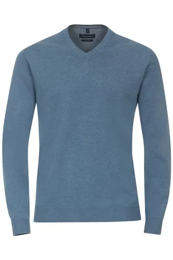 Casa Moda Casa Moda trui v-hals kraag blauw effen katoen
