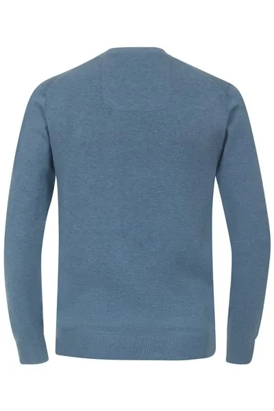 Casa Moda trui donkerblauw effen katoen v-hals