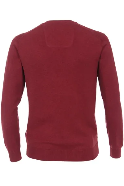 Casa Moda trui bordeaux effen katoen v-hals