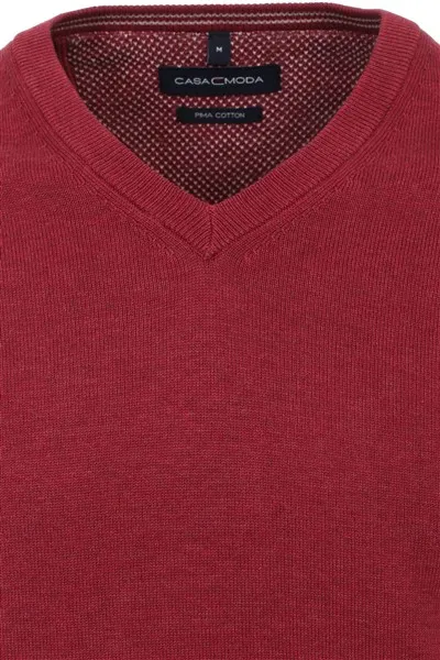 Casa Moda trui bordeaux effen katoen v-hals