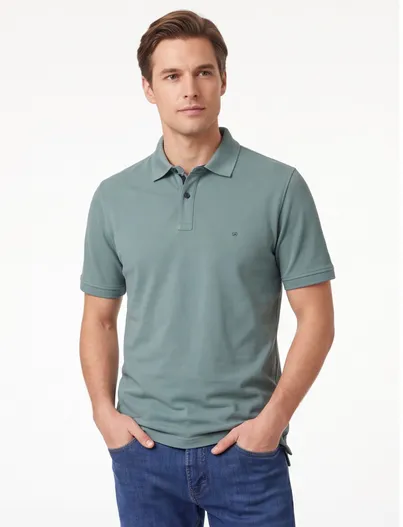 Casa Moda Casa Moda polo groen effen 100% katoen normale fit