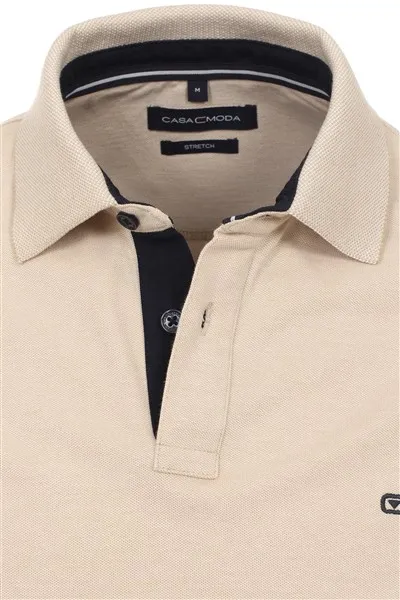 Casa Moda polo normale fit beige effen 100% katoen