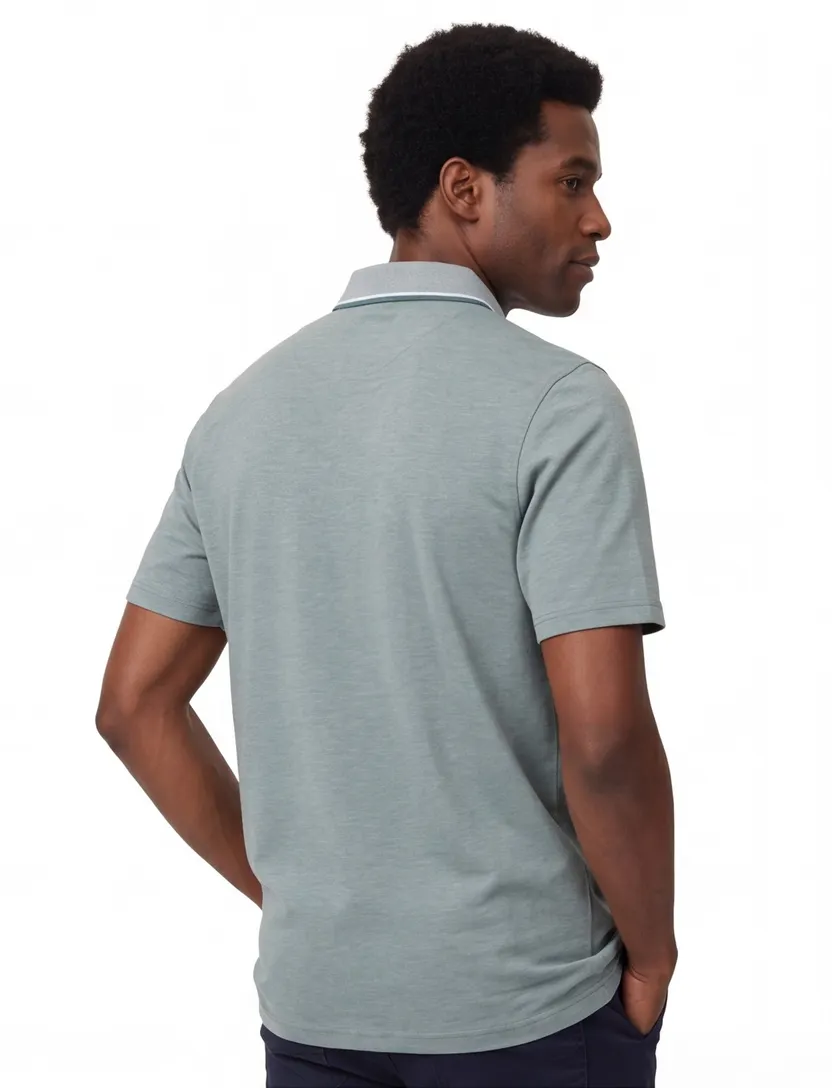 poloshirt korte mouw Casa Moda lichtblauw gemeleerd