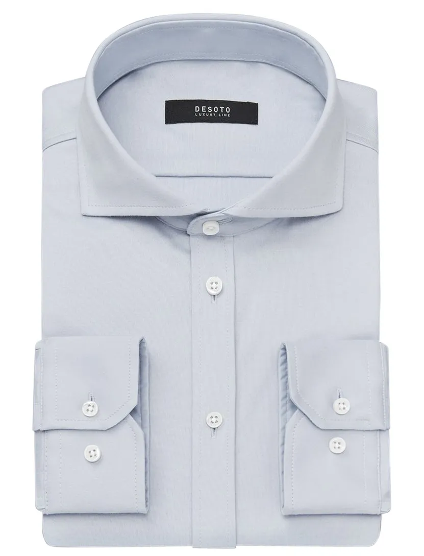 Desoto business overhemd effen katoen slim fit lichtblauw