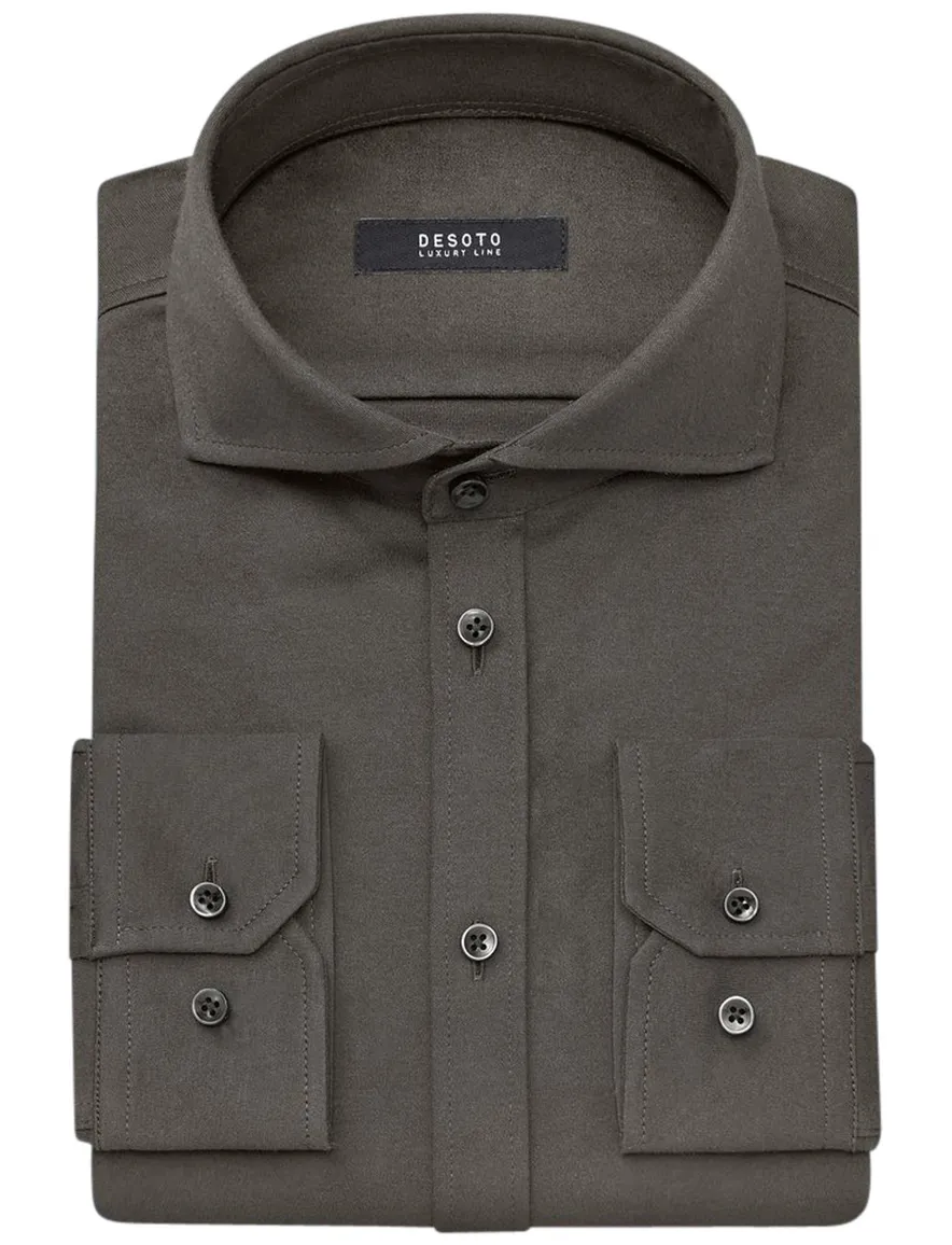 business overhemd Desoto groen effen katoen slim fit
