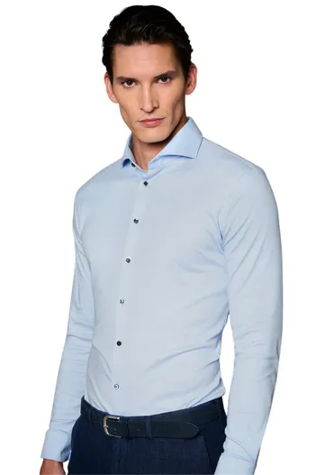 Desoto Overhemd Desoto lange mouw slim fit lichtblauw effen katoen