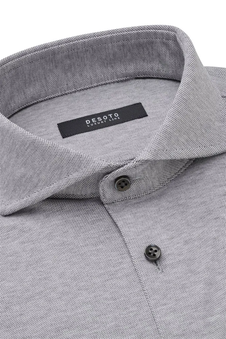 Desoto business overhemd grijs slim fit effen katoen