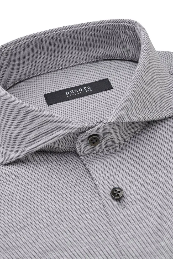 Grijs overhemd Desoto business effen katoen slim fit