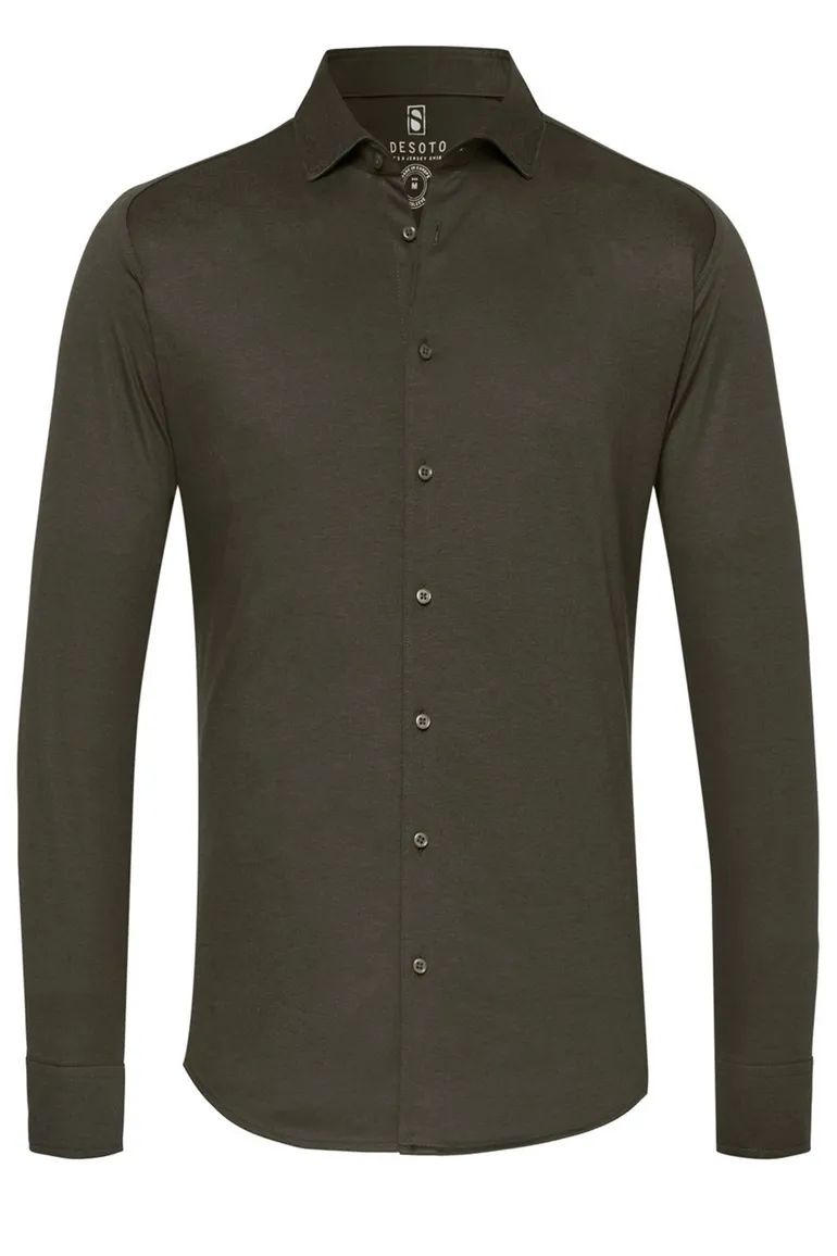 business overhemd Desoto groen effen katoen slim fit