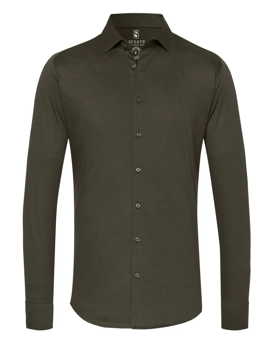 Desoto business overhemd slim fit donkergroen effen katoen
