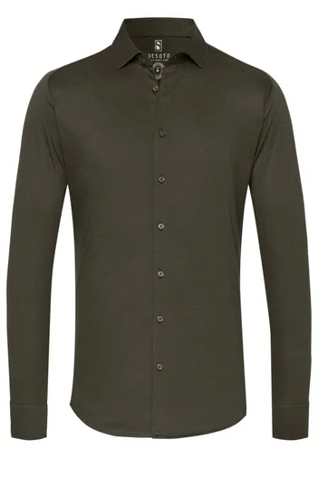 Desoto Donkergroen overhemd Desoto business effen katoen slim fit