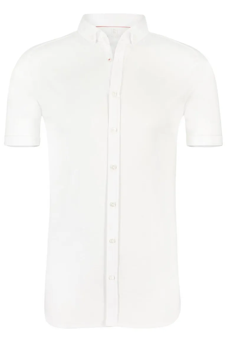 overhemd korte mouw Desoto wit effen katoen slim fit