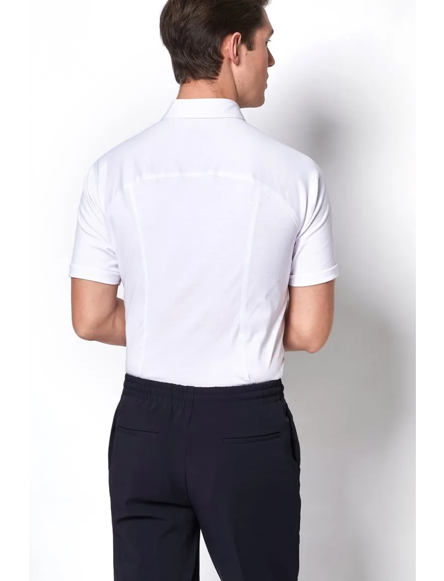 Desoto overhemd wit korte mouw slim fit effen katoen