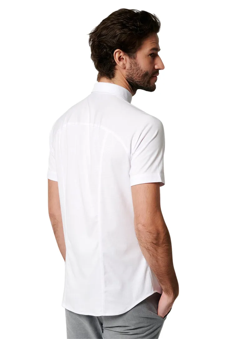 Desoto overhemd korte mouwen wit effen katoen slim fit