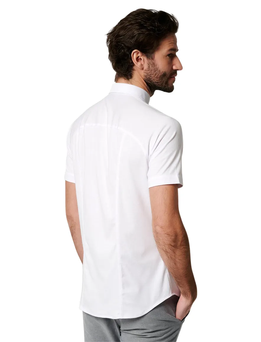 Desoto overhemd wit korte mouw slim fit effen katoen