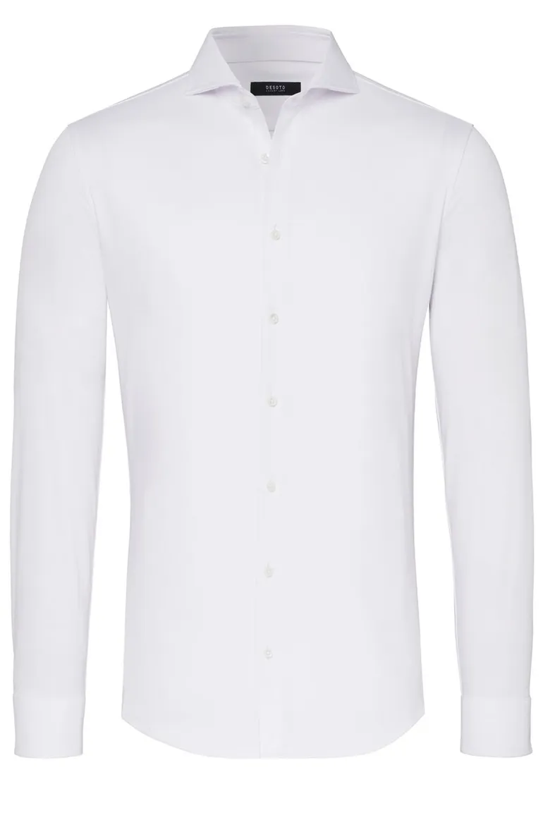 business overhemd Desoto wit effen katoen slim fit