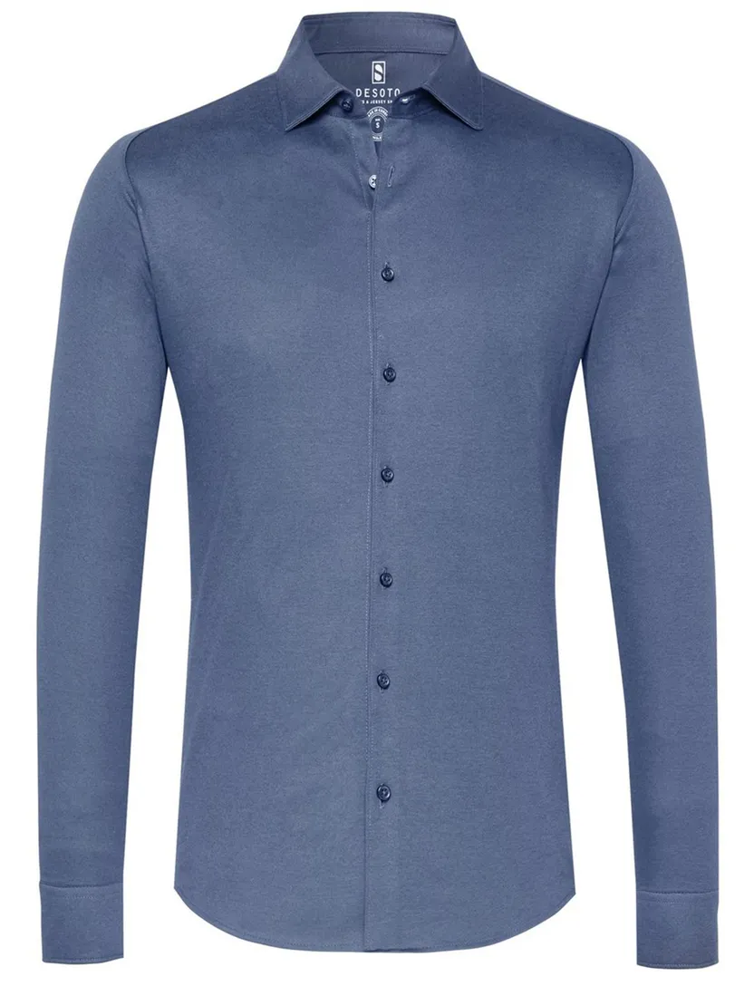 Desoto business overhemd donkerblauw effen katoen slim fit