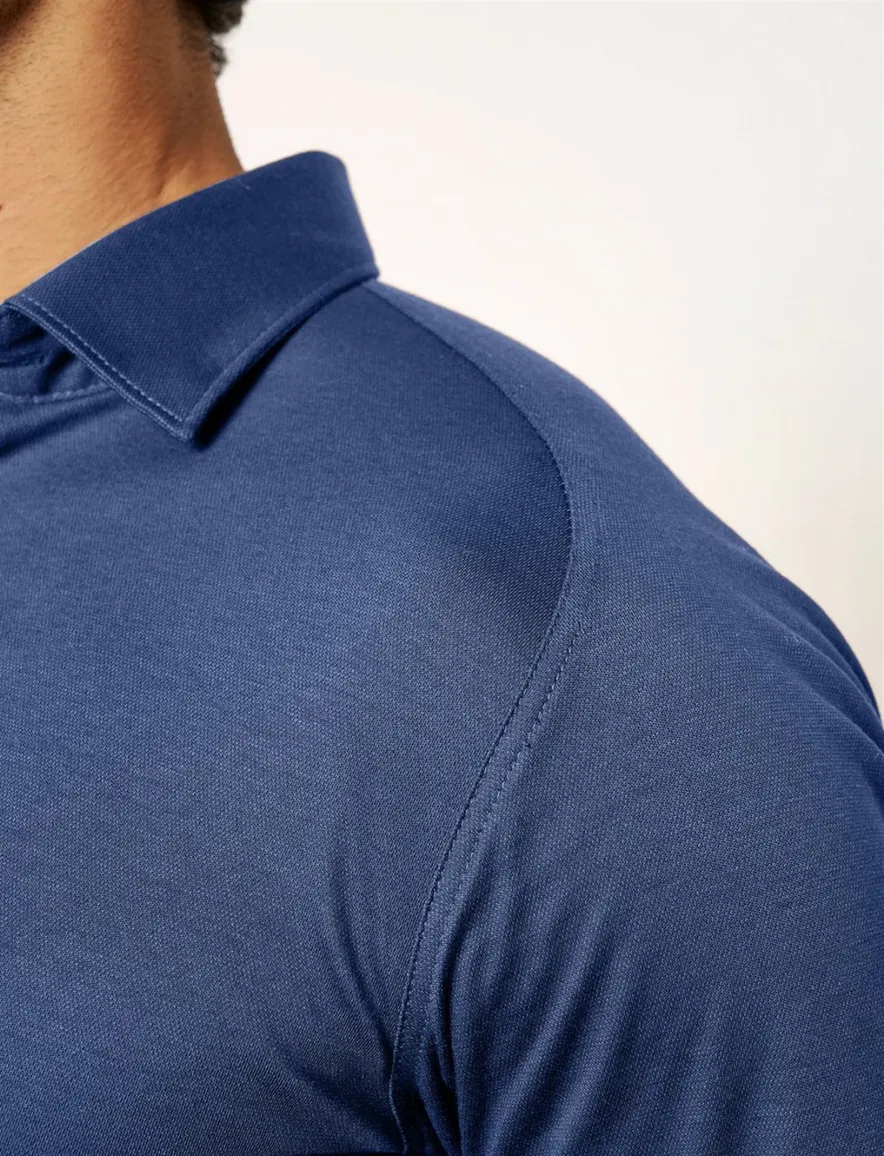 business overhemd Desoto blauw effen katoen slim fit