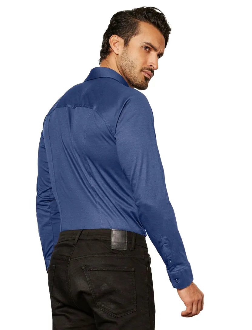 Desoto business overhemd donkerblauw effen katoen slim fit