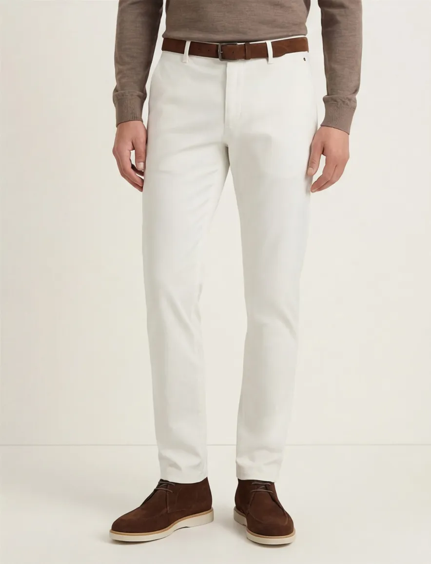Meyer New York wit effen katoenen broek