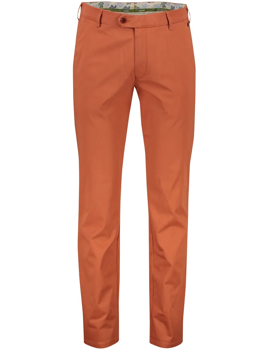 Meyer katoenen broek New York oranje effen normale fit